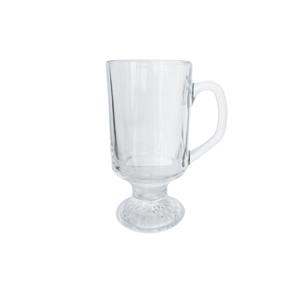 CLEAR GLASS COFFEE MUG WITH HANDLE